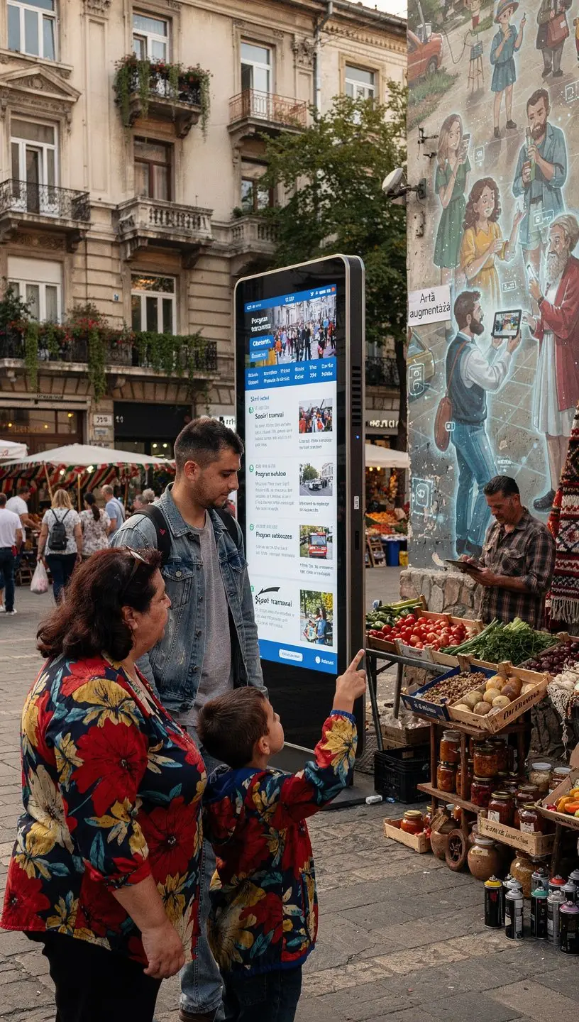 Imagine cu un parc urban dotat cu senzori pentru monitorizarea calității aerului și a zgomotului ambiental.